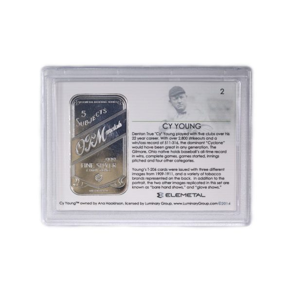 1oz Silver Bar T-206 Cy Young - Baseball Greats Series #2 New / Sealed Comes in Special Plastic type container! Great for Collectors!