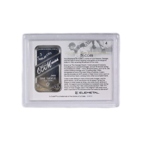 1oz Silver Bar T-206 Ty Cobb - Baseball Greats Series #4 New / Sealed Comes in Special Plastic type container! Great for Collectors!