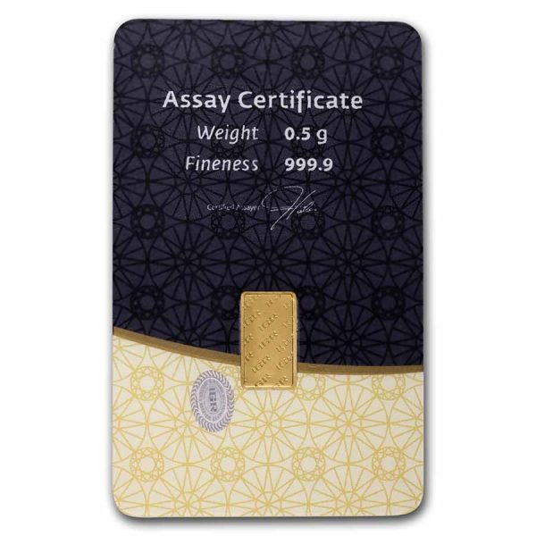 0.5 gm Pure Gold Bar! 999.9 With Assay Certificate! Bullion