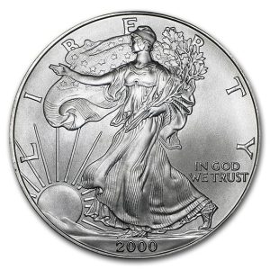2000 $1 American Silver Eagle Dollar MS64 / BU Coin