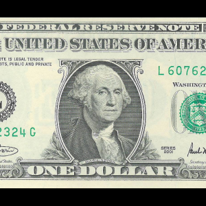 2001 $1 Federal Reserve Note L Crisp UNC G. Washington Note