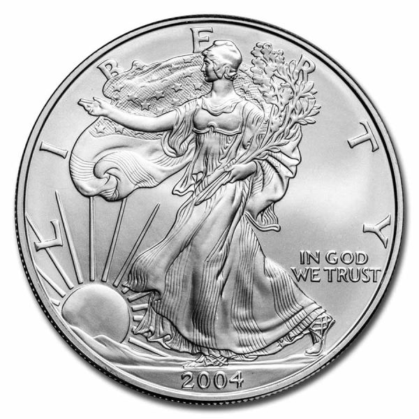 2004 $1 American Silver Eagle Dollar MS64 / BU Coin