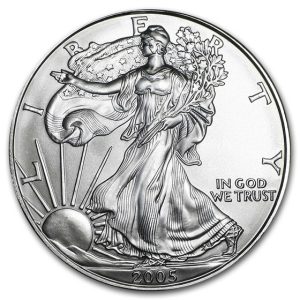 2005 $1 American Silver Eagle Dollar MS64 / BU Coin