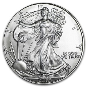 2005 $1 American Silver Eagle Dollar MS69 / BU Coin