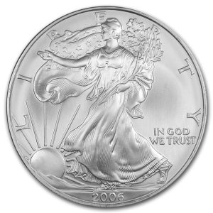2006 $1 American Silver Eagle Dollar MS70 / BU Coin