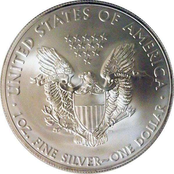 2008 $1 American Silver Eagle Dollar MS63 / BU Coin