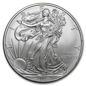 2009 $1 American Silver Eagle Dollar MS64 / BU Coin