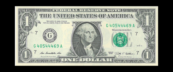 2009 $1 Federal Reserve Note G Crisp UNC G. Washington Note