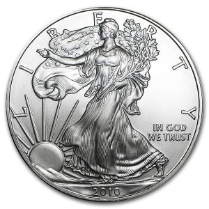 2010 $1 American Silver Eagle Dollar MS64 / BU Coin
