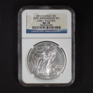 2011 S $1 American Silver Eagle Dollar MS70 Slab