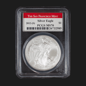 2012 S $1 American Silver Eagle Dollar MS70 / BU Certified Slab