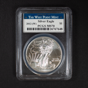 2012 W $1 American Silver Eagle Dollar MS70 Slab