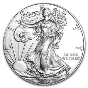2013 $1 American Silver Eagle Dollar MS63 / BU Coin