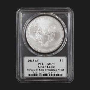 2013 S $1 American Silver Eagle Dollar MS70 Certified Slab