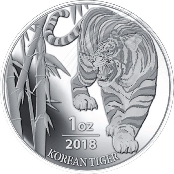2018 South Korean Tiger Silver 1 Troy oz Round