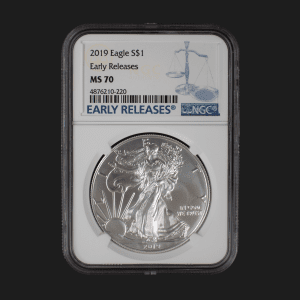 2019 $1 American Silver Eagle Dollar MS70 Certified Early Release Slab