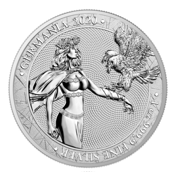 2020 5 Mark Lady Germania Silver BU Proof 0.9999 1 Troy oz Federal Republic of Germany Round With C.O.A.