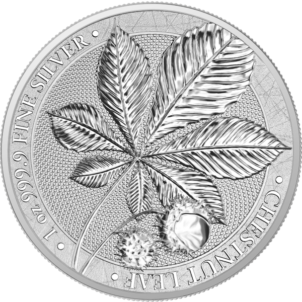 2021 Mythical Forest 5 Mark Germania Chestnut Leaf Silver Proof UNC .9999 Coin