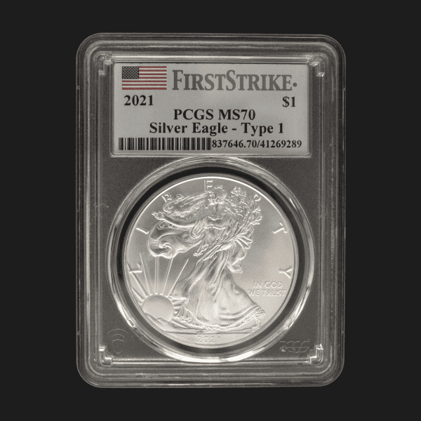 2021 Type 1 $1 American Silver Eagle Dollar MS70 Certified First Strike Slab