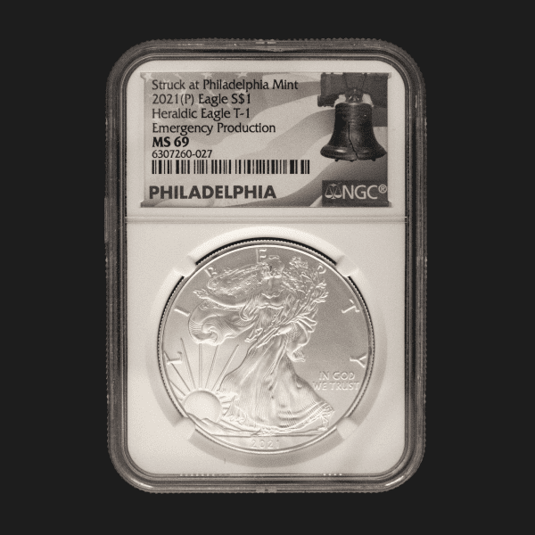 2021 Type 1 $1 American Silver Eagle Dollar MS69 / BU Certified Emergency Production & Early Release / ER Slab