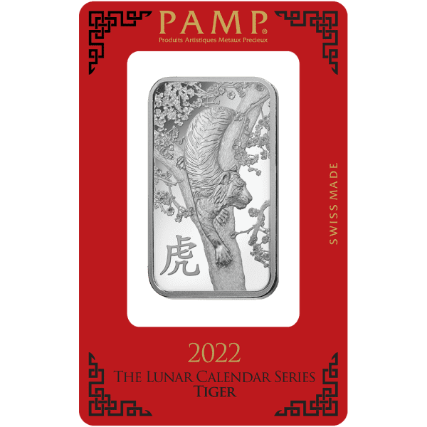 2022 Year of the Tiger Lunar Silver Bar! .999 1 Troy oz