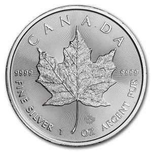 2022 $5 Canadian Silver Maple Leaf Silver Brilliant Unc. .9999 31.103 gm / 1 Troy oz Coin