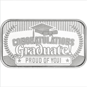SilverTowne 1 Ounce Silver Congratulations Graduate! Design Bar Silver NEW .999 1 Troy Ounce