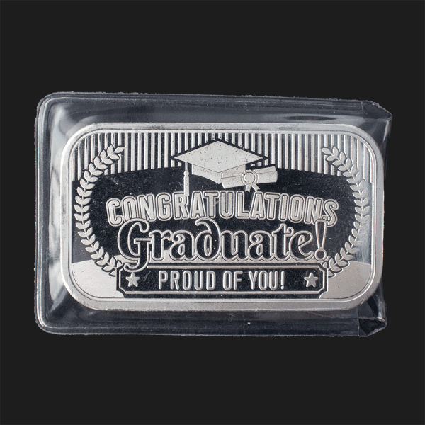 SilverTowne 1 Ounce Silver Congratulations Graduate! Design Bar Silver NEW .999 1 Troy Ounce