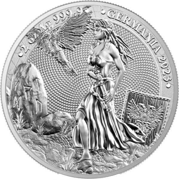 2023 10 mark Germania Silver Proof UNC 999.9 - 2 Troy oz Special! w/ COA Comes in Air-Tite Capsule and in a Decorative Holder / Box with COA Coin