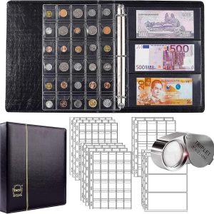 2 in 1 Collection for Paper Money & Coins! Black - Stainless Steel Storage Binder