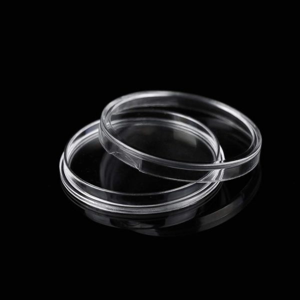 Coin Capsules Storage Fits 20 mm to 30 mm (100 Pcs) - This comes with knock out rings to fit 20 mm to 30 mm coins! - Comes in a Clear Plastic Carry Box!