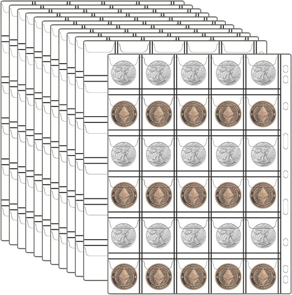 Coin Pocket Pages (30 pockets per page) (12 pages) - Clear