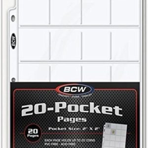BCW Pro 20-Coin Pocket Pages 2" x 2" (20 Pages)