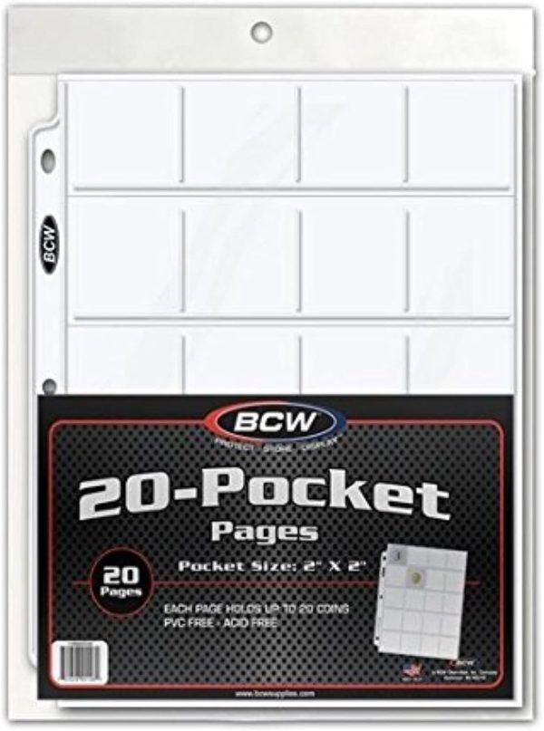 BCW Pro 20-Coin Pocket Pages 2" x 2" (20 Pages)
