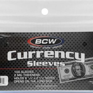 U.S. Currency Clear Single Sleeves for Regular Bills! ‎Polypropylene 100 Count / opens on the long side