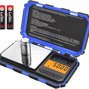 Brifit Digital Mini Scale, 200 g /0.01 g Blue, Black Pocket Sized, 50 g calibration