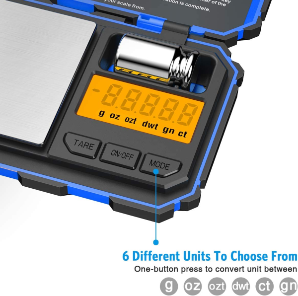 Brifit Digital Mini Scale, 200 g /0.01 g Blue, Black Pocket Sized, 50 g calibration