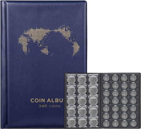 Coin Album for Collectors - 340 pockets! Blue