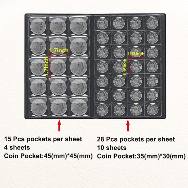 Coin Album for Collectors - 340 pockets! Black