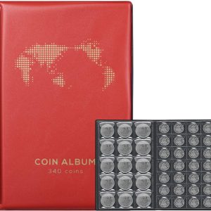 Coin Album for Collectors - 340 pockets! Red