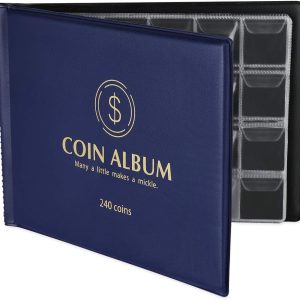 Coin Collection Album 240 Pockets! Mudor Blue
