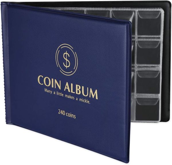 Coin Collection Album 240 Pockets! Mudor Blue