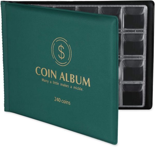 Coin Collection Album 240 Pockets! Mudor Green