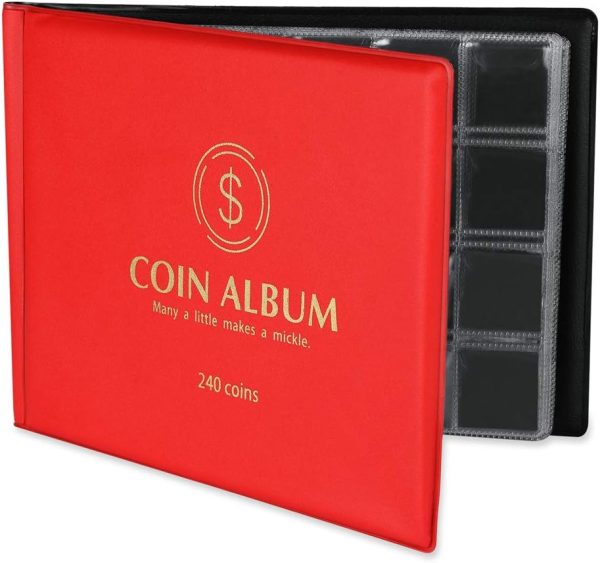 Coin Collection Album 240 Pockets! Mudor Red