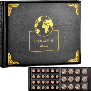 Coin Collection Supplies Holder 300 Pockets Black