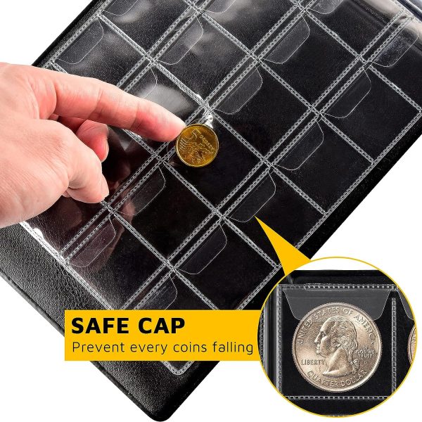 Coin Collection Supplies Holder 300 Pockets Black