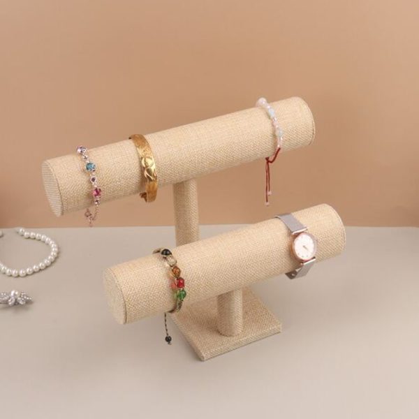 Nice Double Layer Jewelry Display Stand! Beige - Nice for Bracelets, Necklaces, Jewelry, Watches!