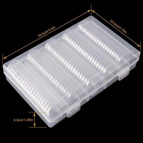 Coin Capsules 25 mm (100 pcs) - Comes in a Protective Plastic Carry Case!