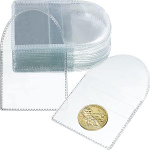 50pcs Single Pocket Coin Sleeves (2 x 2 In) w/flap