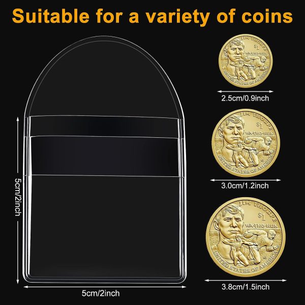 50pcs Single Pocket Coin Sleeves (2 x 2 In) w/flap